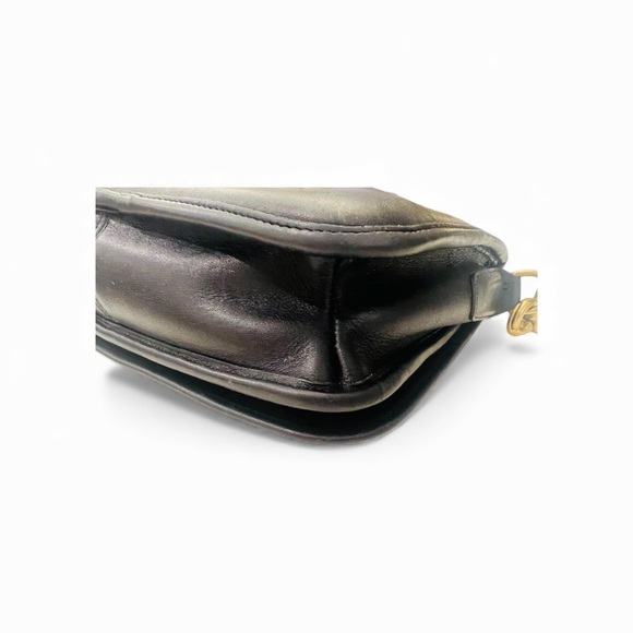 Vintage Coach 945 Black Glove Tanned Leather Cross Body Turn lock Flap Black - Picture 4 of 7